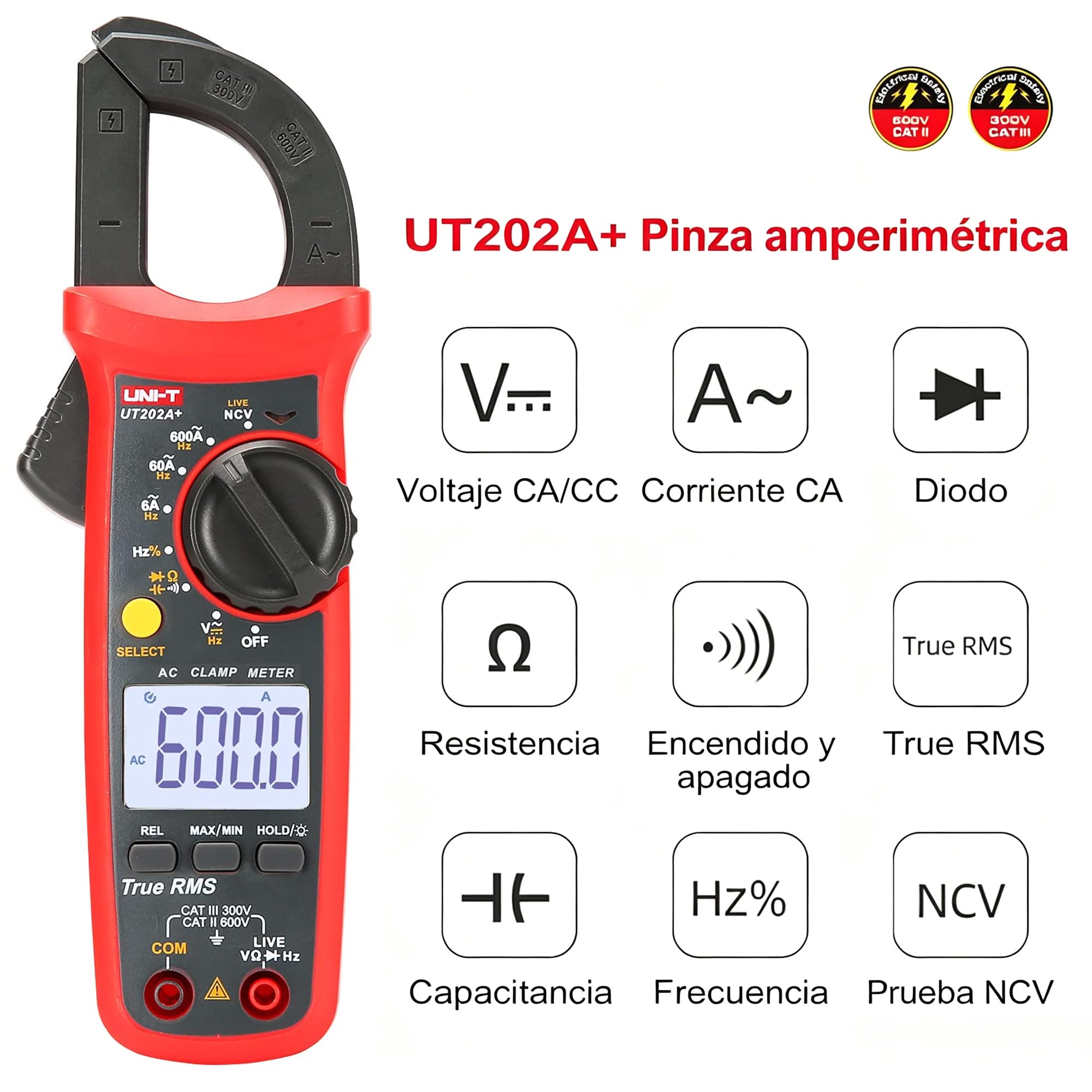 UNI-T UT202A+ Digital Multimeter 6000 Counts Auto Range True RMS clamp Meter — Amazon image 4
