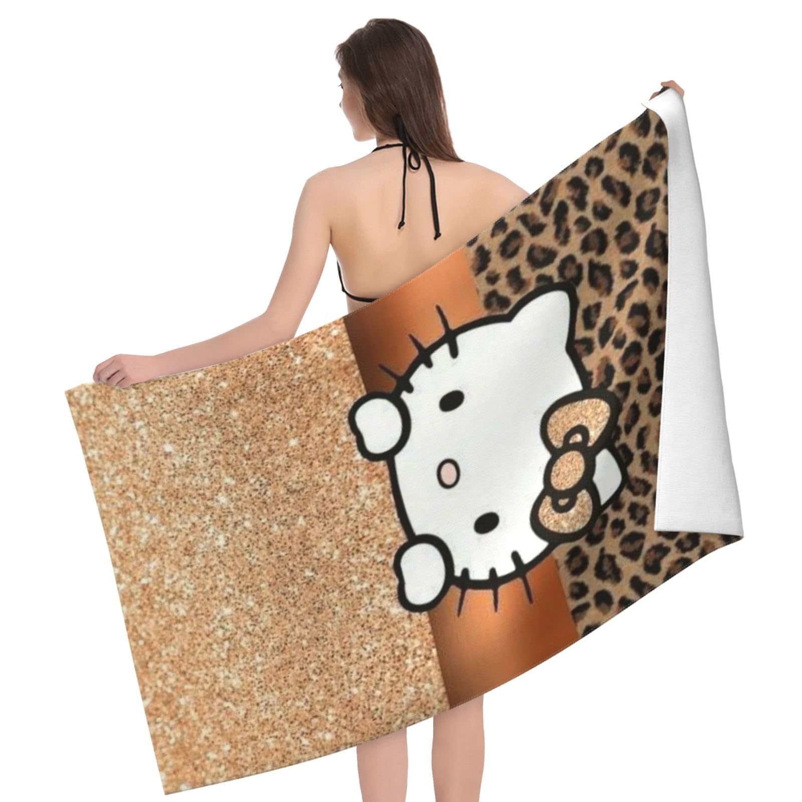 Amazon｜ハローキティ 豹柄 ヒョウ柄 アニメ バスタオル 大判 吸水