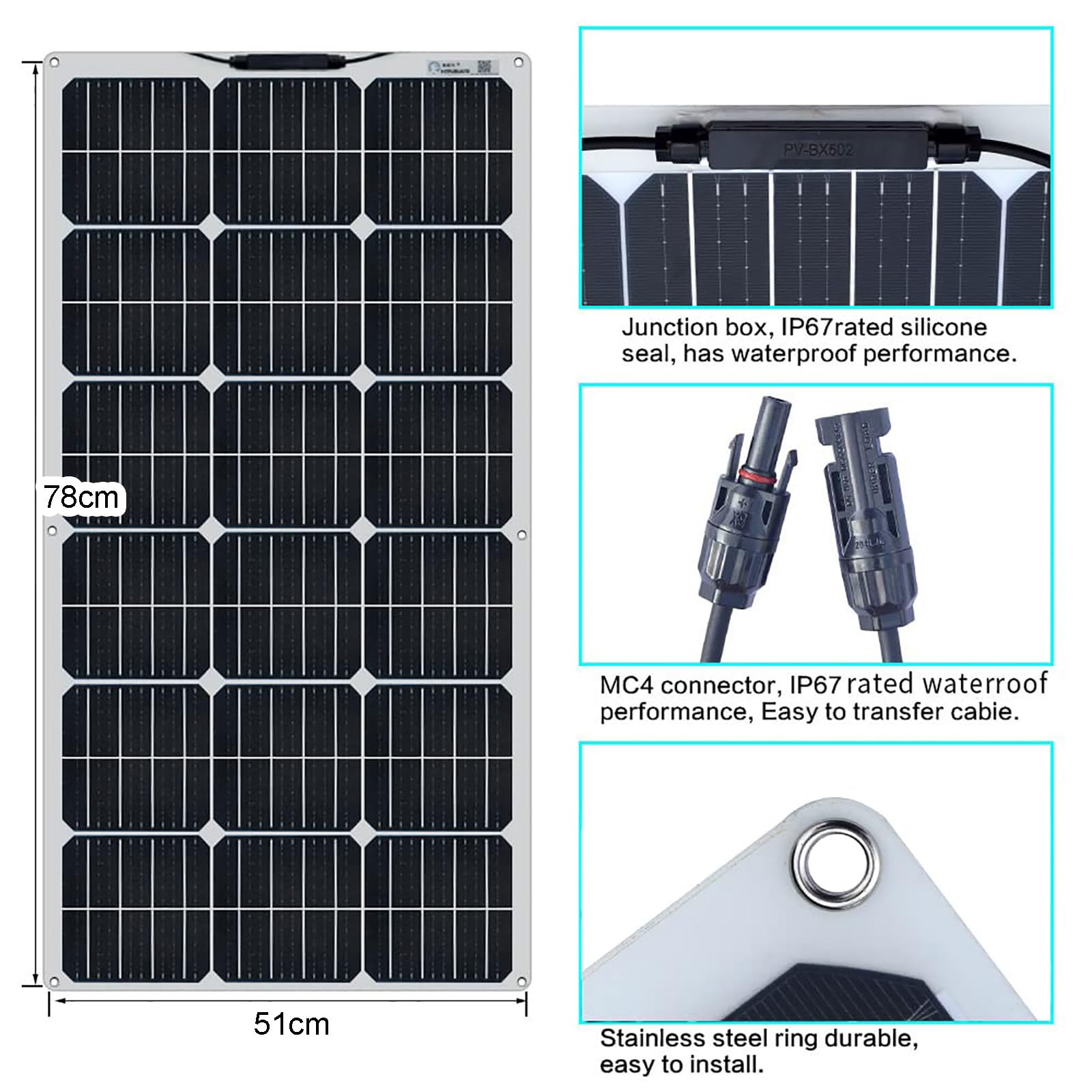 Kit Pannello Solare, Modulo Solare USB 80W 12V, Pannello Solare Flessibile Con Controller Di