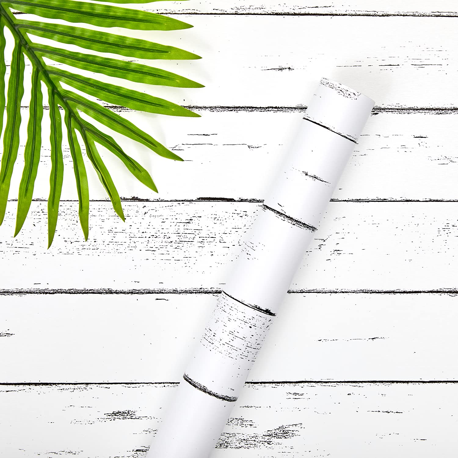 SUNBABY Peel and Stick Wood Wallpaper: Self-Adhesive Removable Wallpaper Decorative Wall Covering Vintage Wood Plank Wallpaper for Home Decoration and Furniture Renovation （White, 45*1000cm）