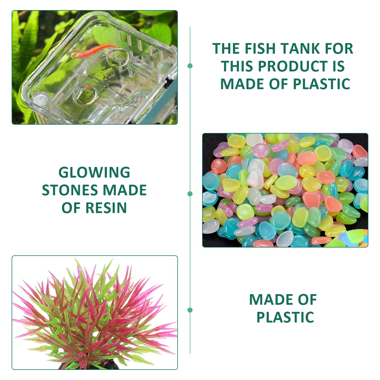 WUFGWBD 1 Fish Tank, 2 Simulated Aquatic Plants And 50 Luminous Stones, Aquarium Landscaping Supplies - Image 3