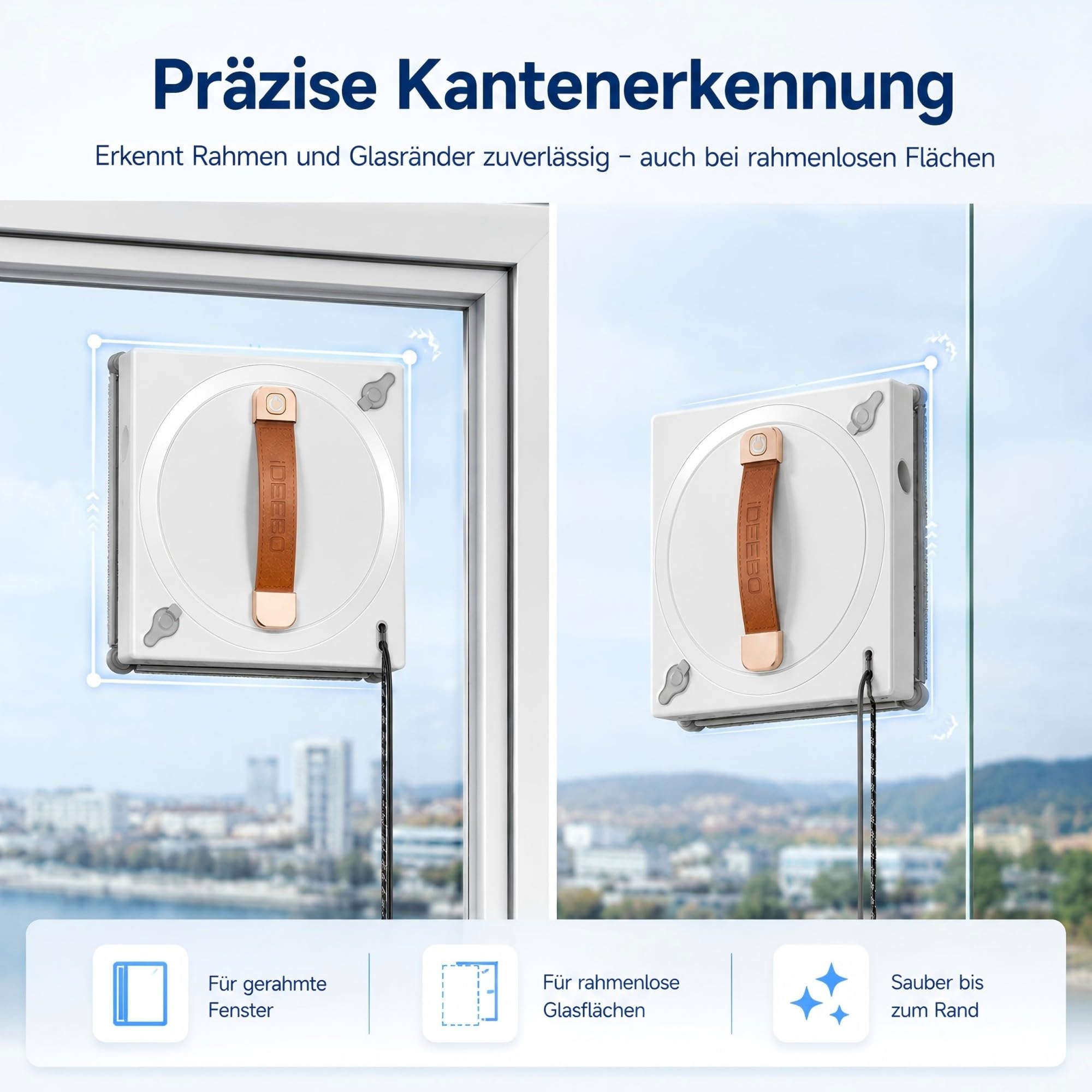 G500 Fensterputzroboter mit 2-Fach Sprühsystem, Automatischer Fensterroboter mit 100ml Wassertank & Intelligenter Routenplanung für Innen- und Außenfenster