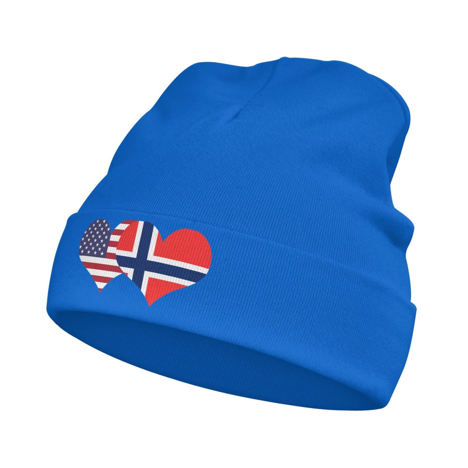 HaiRui YunDa American Flag and Norwegian Flag Baby Beanies Cap Children's Winter Knitted Hat Toddler Warm Infant Knit Hats Blue