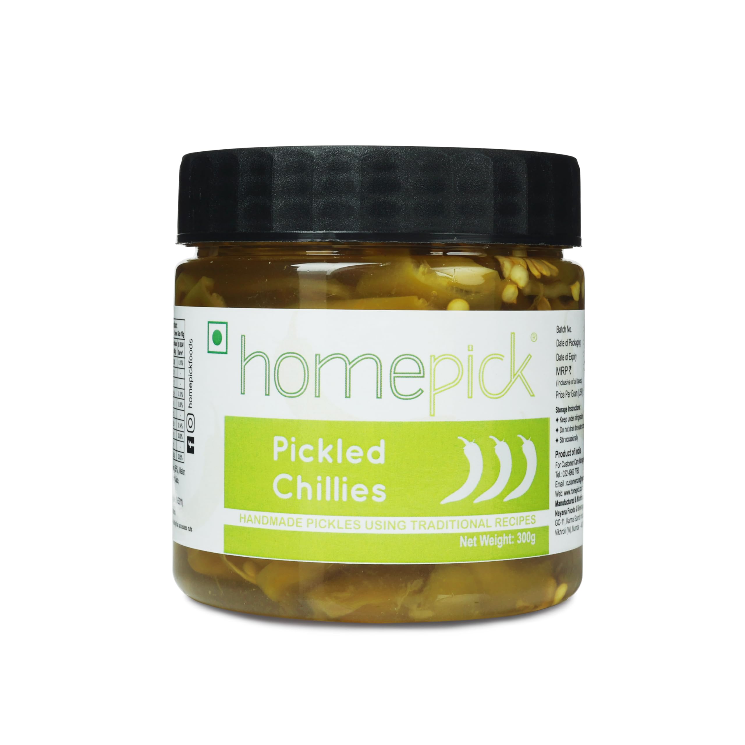 Homepick Pickled Chillies 300g - Khatti Mirchi Oil Free | Achar