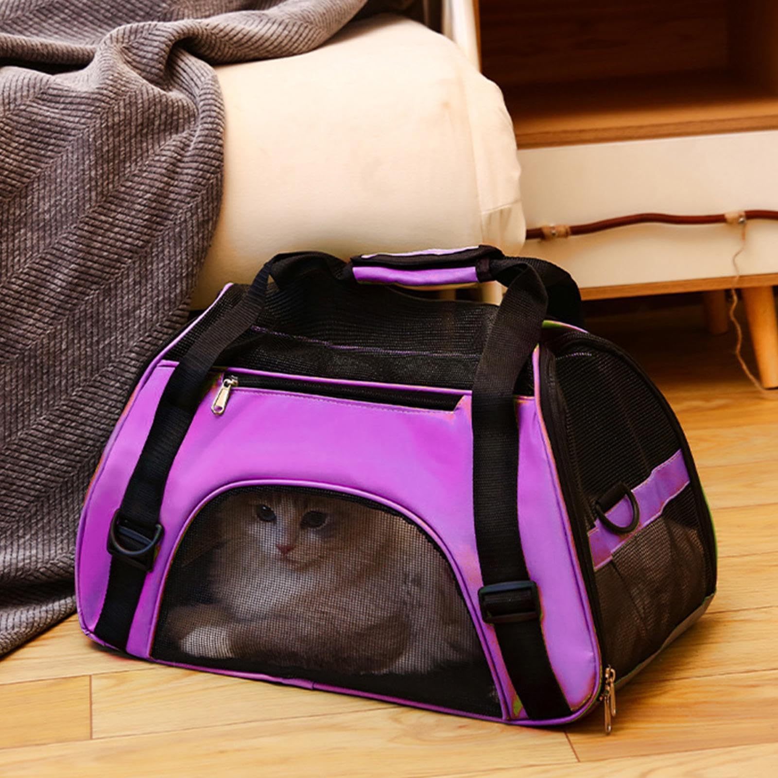 Transportín para Perros,Caja Transportadora para Gatos | Transportín Portátil Ergonómico Y Transpirable para Senderismo, Exteriores, Paseos Y Camping para Mascotas