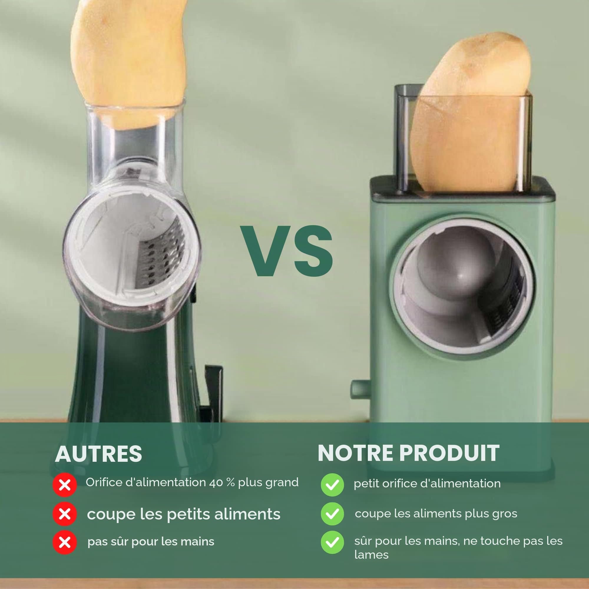 Râpe à Légumes 3 en 1. Mandoline de Cuisine Multifonctionnelle. Tambour Coupe-Légumes, 3 Lames en Acier Inoxydable. Râpe à Fromage, Hachoir à Pommes de Terre (Haché, Tranché, Julienne).