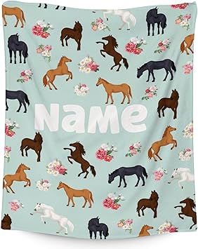 Mercuryelf Custom Horse Blanket Gift - 30x40 Inches Aesthetic Throw Blankets for Girls - Mint Green Soft, Fuzzy & Warm Throws for Lap, Crib