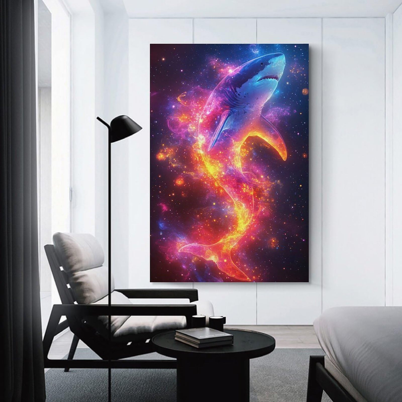 Junmoney Unframe-Style-14 Cosmic Shark Nebula Decorative Wall Artwork 24X36inch(60X90cm), For Corridors, Hallways Or Apartment Entries, Home Artwork For First Impressions