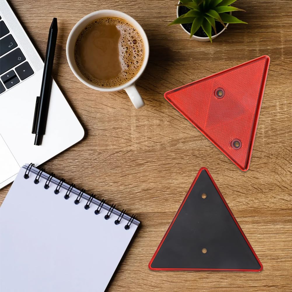Qiping 4 Pcs Rouge Catadioptre Triangle Remorque, Réflecteur Triangle Homologué Marque-E Avec 8 Vis De Montage Pour Voiture, Camion, Caravane, Tracteur