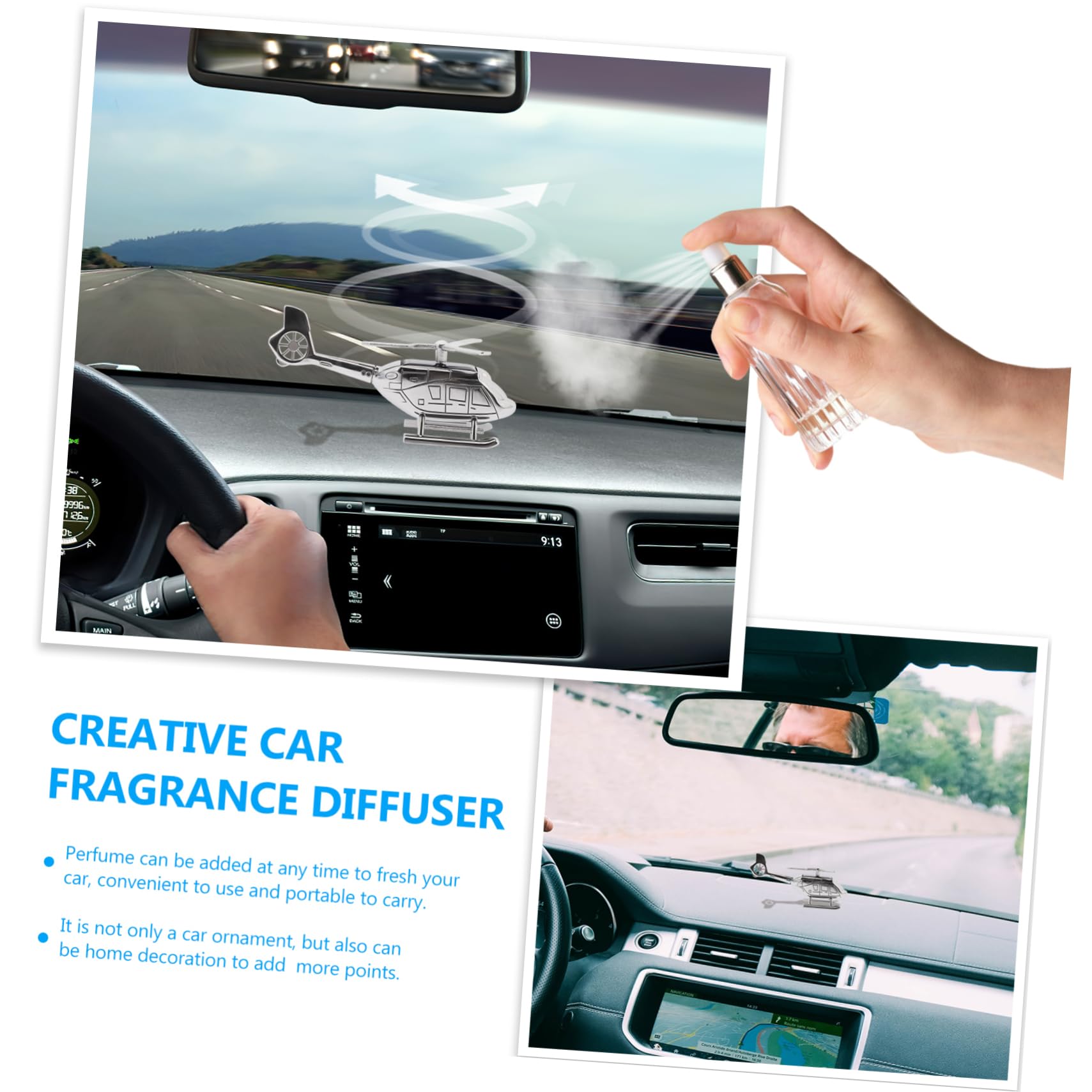 Anneome Diffusore Energia di Auto Forma a Profumo Pe perlicottero Solare, Lega Decorazione per Cruscotto, Regalo