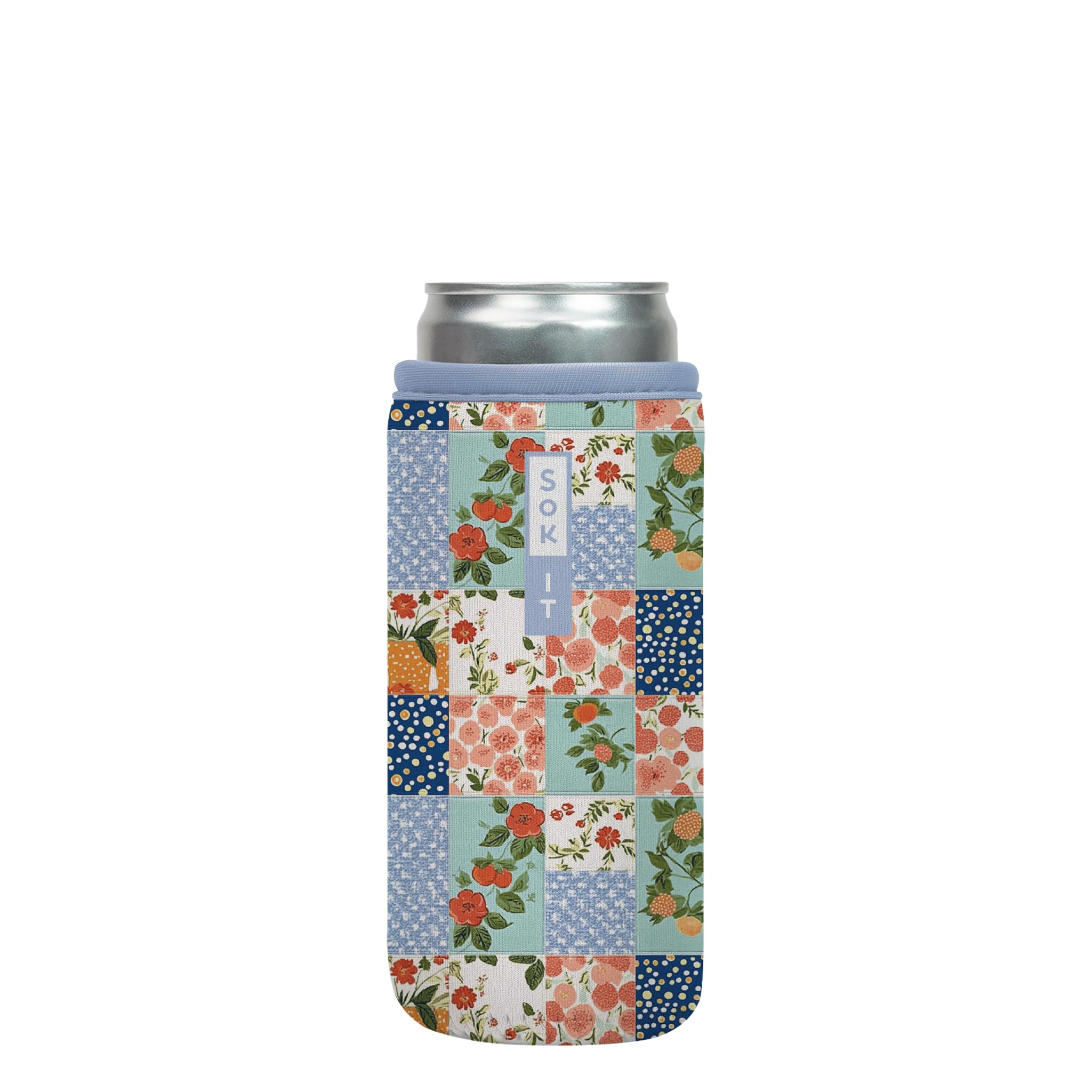 Sok It CanSok Sleeve for Beer & Soda Insulated Neoprene Cover (Garden Quilt, 12oz Slim Can Sleeve)