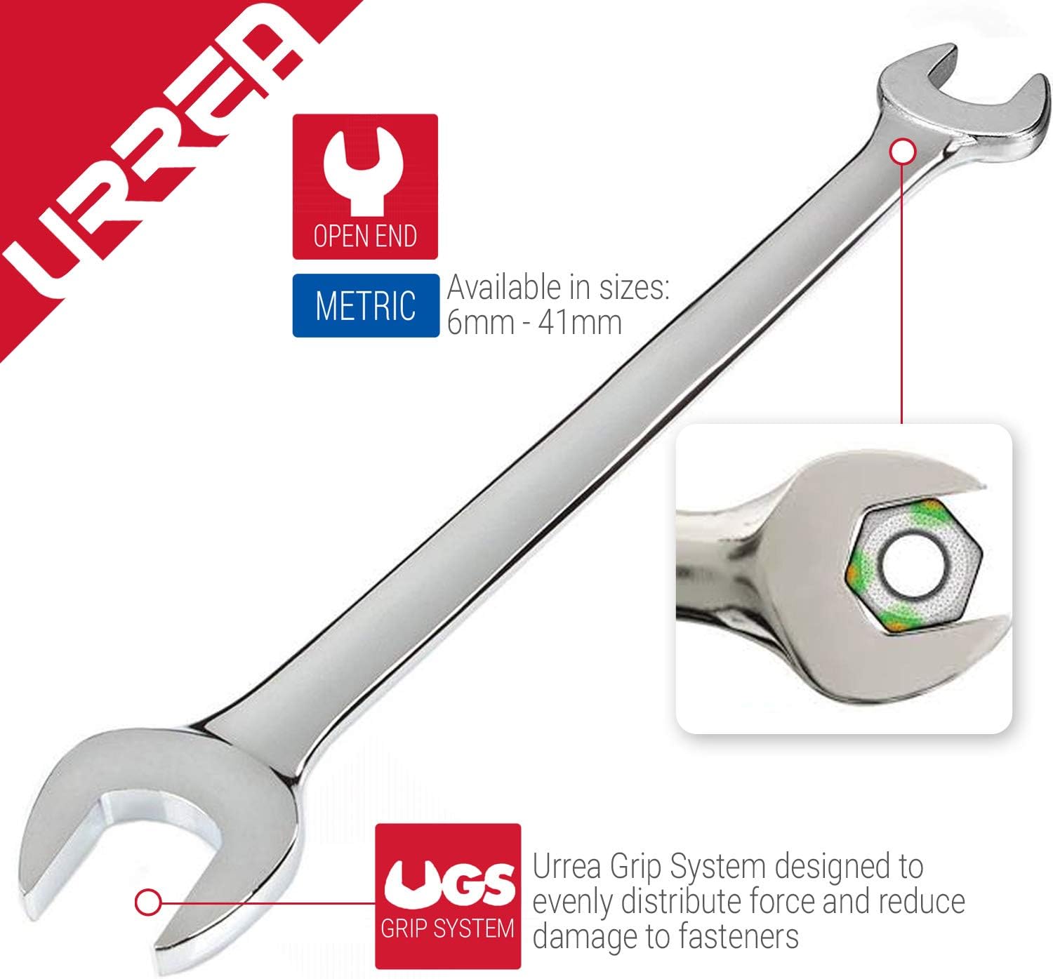 URREA 33236 32mm X 36mm Open End Wrench, Chrome