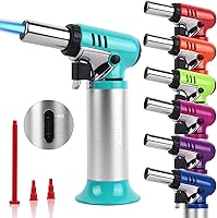 Vista 8 de TBTeek - Soplete de butano, encendedor de cocina de operación con una sola mano y llama ajustable para asar, hornear y soldar