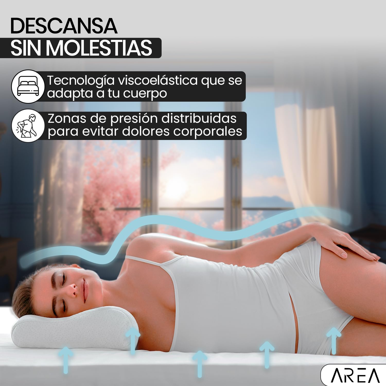unycos - Area | Colchón Viscoelástico de Última Generación, Medida 200x200 cm, Altura 32 cm - Propiedad Transpirable, Antiácaros, Memory Foam, Núcleo de Muelles Ensacados, Termorregulador (Cloud)