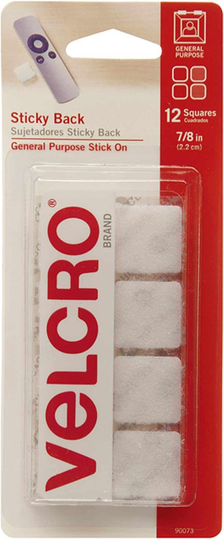 VELCRO Brand Mounting Squares, Pack of 12, 7/8 Inch White Adhesive