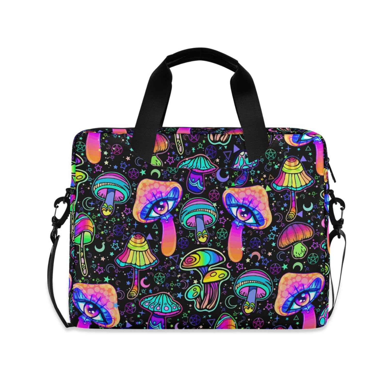 DerlonKaje Magic Mushrooms Laptop Bag 15 6 inch Waterproof Laptop Case with Strap Protective Laptop Carrying Case for