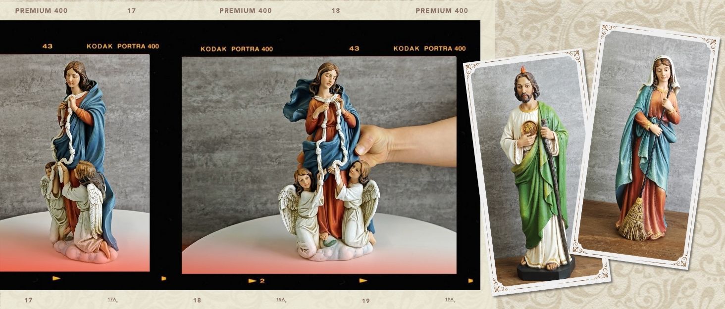 Estatua Católica Mary Untier of Knots 9.8 in miniatura 7
