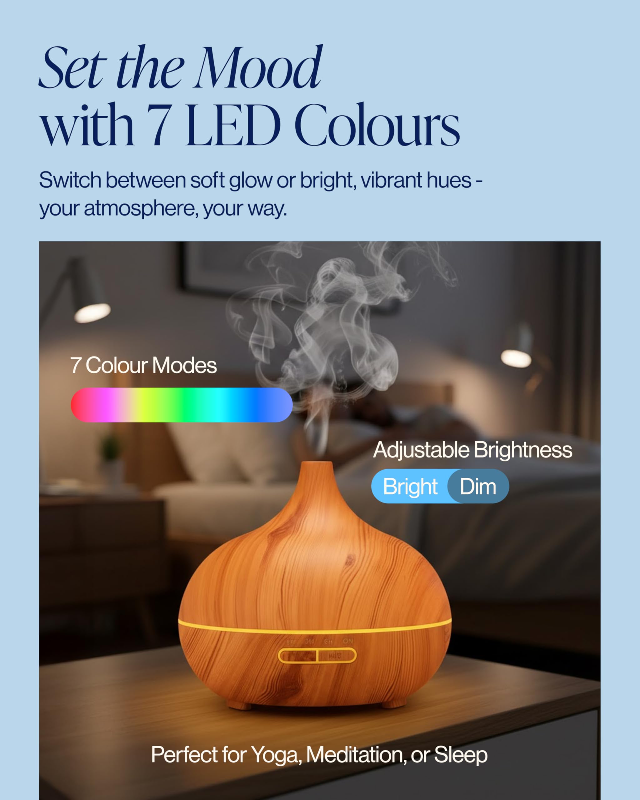 Nest & Nibble Diffusore di oli essenziali da 500 ml e 8 oli, diffusore di aromi a ultrasuoni a nebbia fredda, telecomando, luce LED, umidificatore per casa, camera da letto, ufficio, spa e benessere