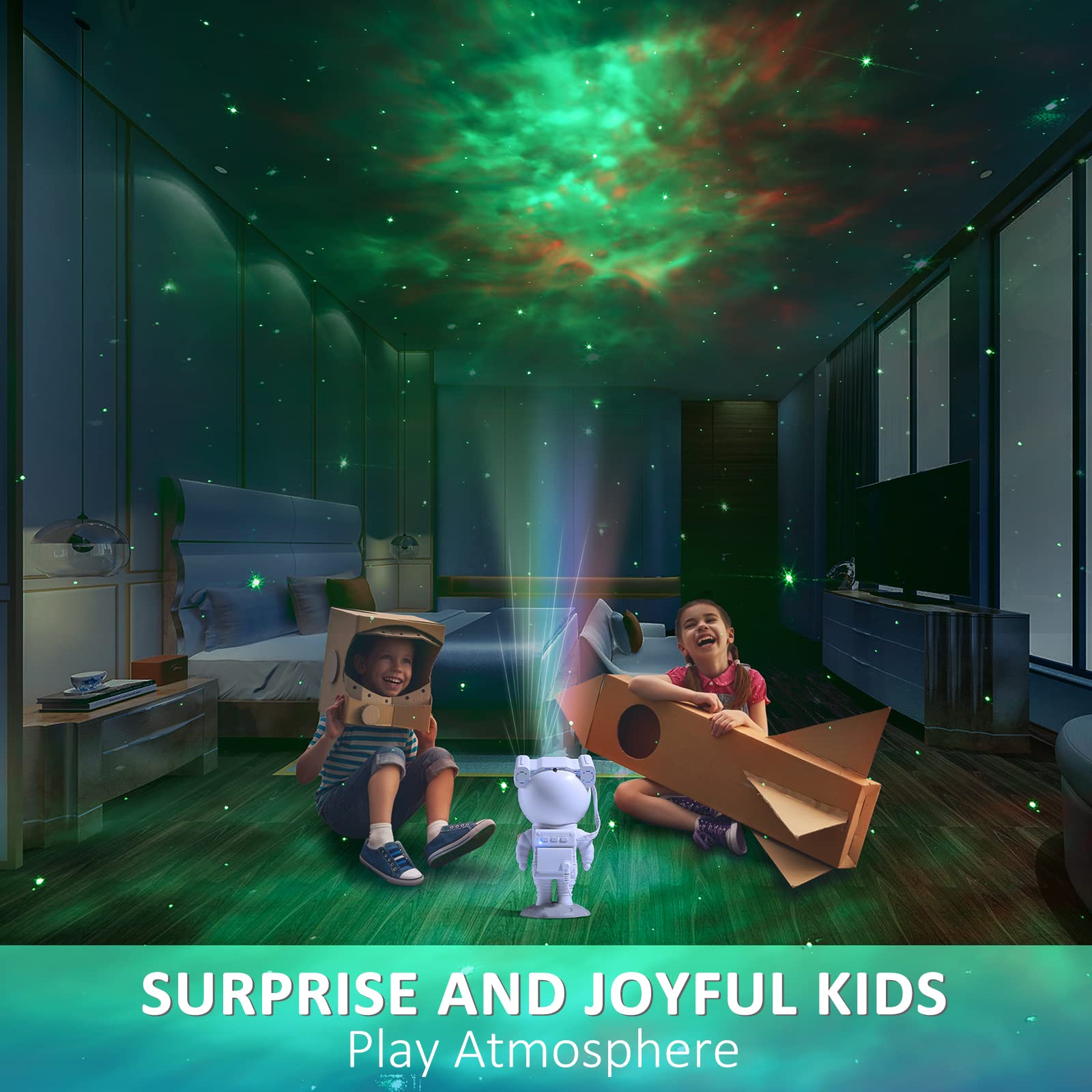 Clesea Kids Star Projector Night Light with Timer, Remote Control and 360DegreeAdjustable Design, Astronaut Nebula Galaxy for Children Adults Baby Bedroom, Study Room Game White