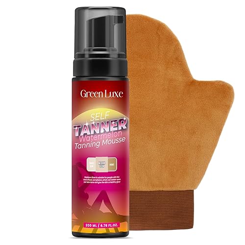 Miniatura 9 de Kit de manoplas de mousse Self Tanner  Espuma bronceadora sin sol con ácido hialurónico para hidratar, mousse bronceado falso impecable y sin rayas,