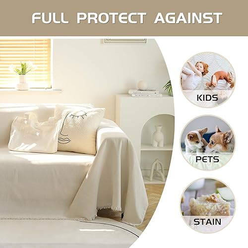 Miniatura 4 de MEETSKY Funda de sofá de gran tamaño para sofá de 3 cojines, fundas lavables para sala de estar, fundas de sofá seccionales para perros, 91 x 150