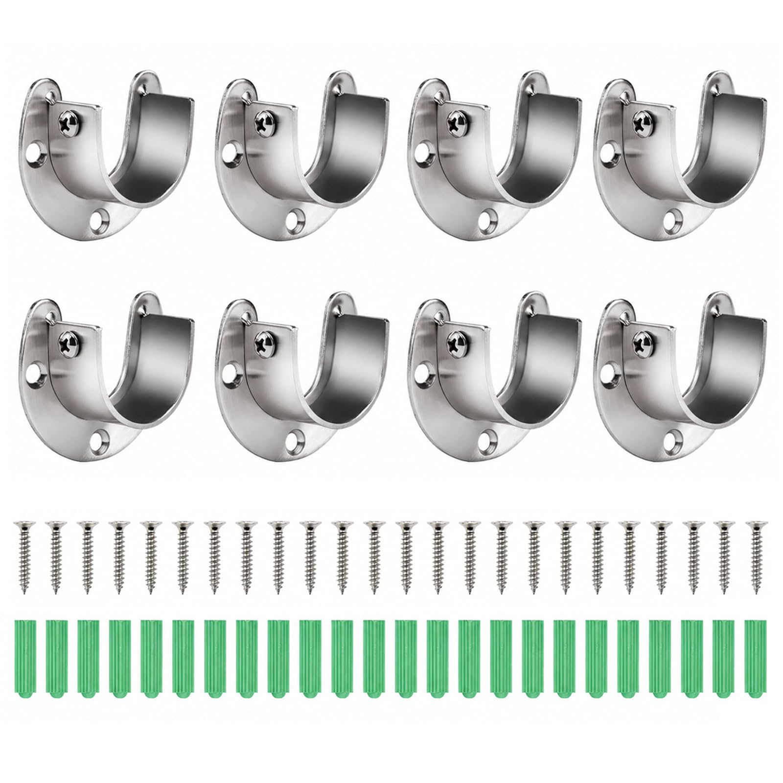 8pcs Stainless Steel Wardrobe Pole Brackets Wardrobe Brackets Curtain Pole
