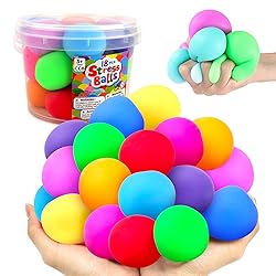 Squishy Stress Balls for Kids Adults: 18 Pack Stretchy Fidget Ball for Anxiety Stress Relief, Hand Therapy Sensory Squishy Ball, Party Favors Classroom Prizes, Fidgets for Classroom Prize Box Toys