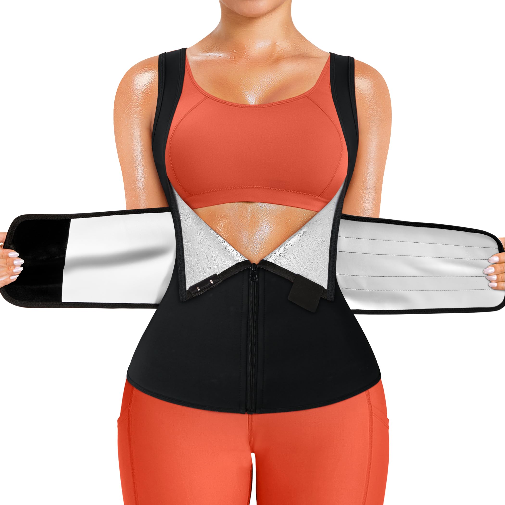 KUMAYES Fajas Reductoras Abdomen Mujer Chaleco Sauna Deportivo Adelgazantes Abdominal Compresion Sudoración para Deporte Fitness