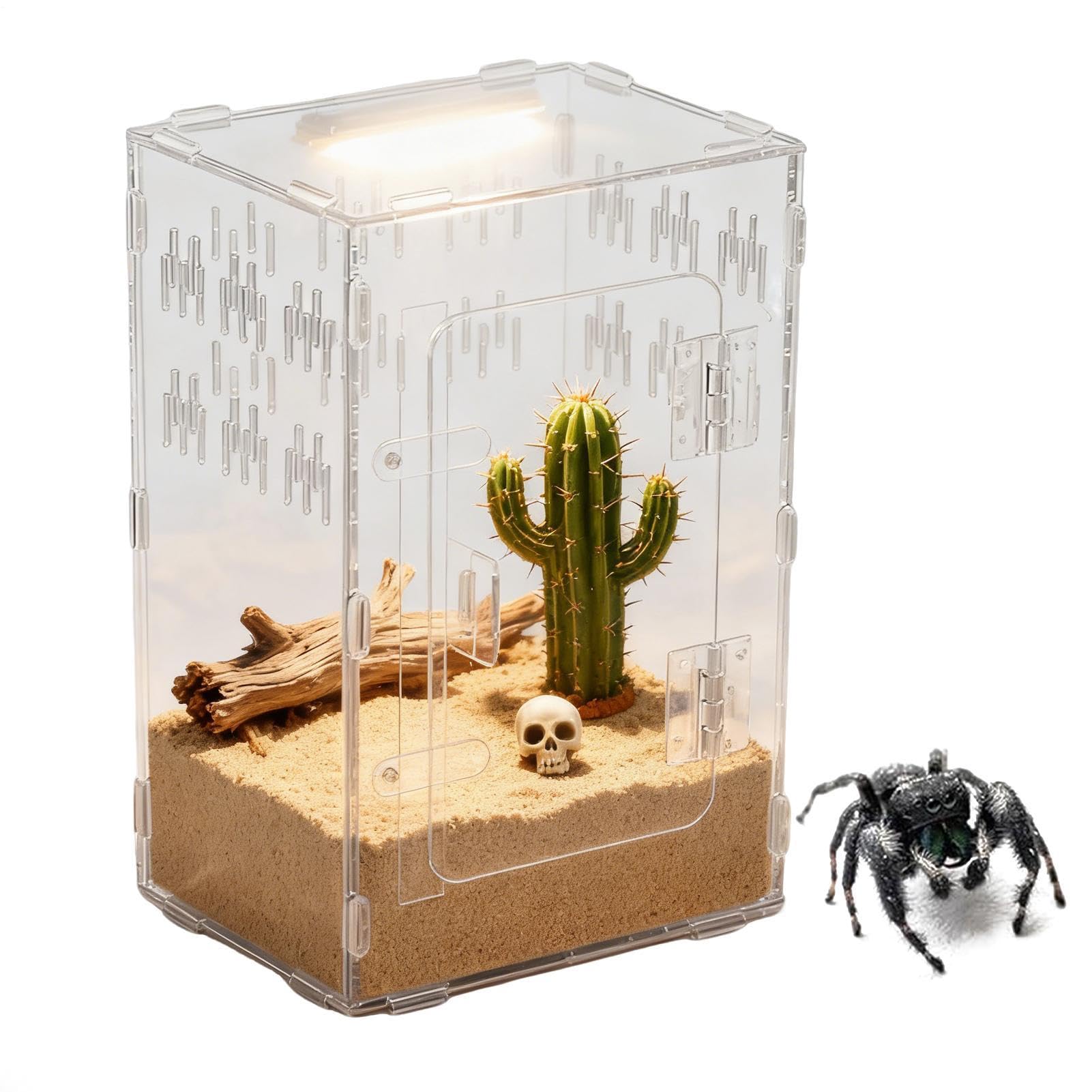 Terrarium pour reptiles transparent anti-stress avec cachette pour geckos