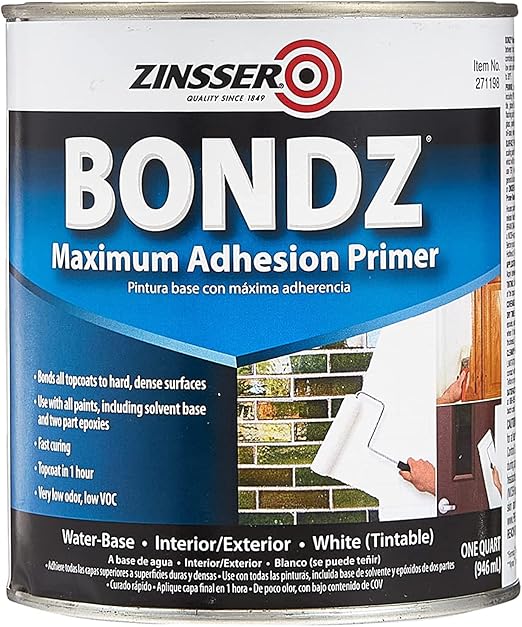 RustOleum 256266 QT Bondz Maximum Adhesion Water Based Primer, White, 1 Quarts (Pack of 1