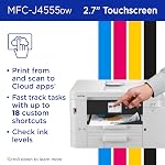 Imprimante tout-en-un couleur sans fil Brother INKvestment 4555 avec écran tactile couleur de 2,7 po et 2 bacs à papier | Comprend un essai d'abonnement Refresh(1) (MFC-J4555DW)