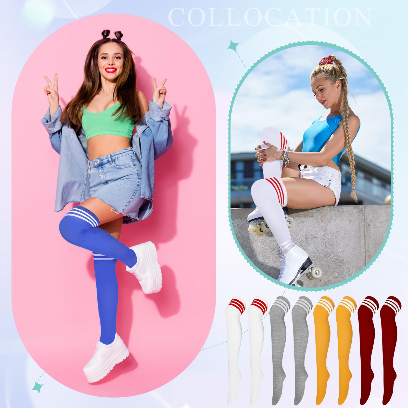 Syhood 36 pares de calcetines por encima de la rodilla hasta el muslo para mujer, calcetines calentadores de piernas, calcetines largos para uso diario, regalo de vacaciones
