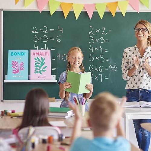 Miniatura 3 de Whaline 4 estantes magnéticos para pizarra blanca de 17 pulgadas, estantes magnéticos flotantes de metal para libros, organizador de libros para