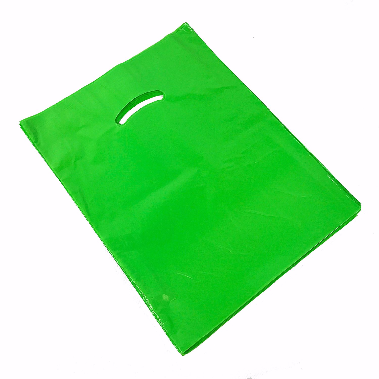 Black Cat Avenue Premium Heavy Duty Glossy Plastic Merchandise Bags with Handle, No Gusset, 100-Pack, 12