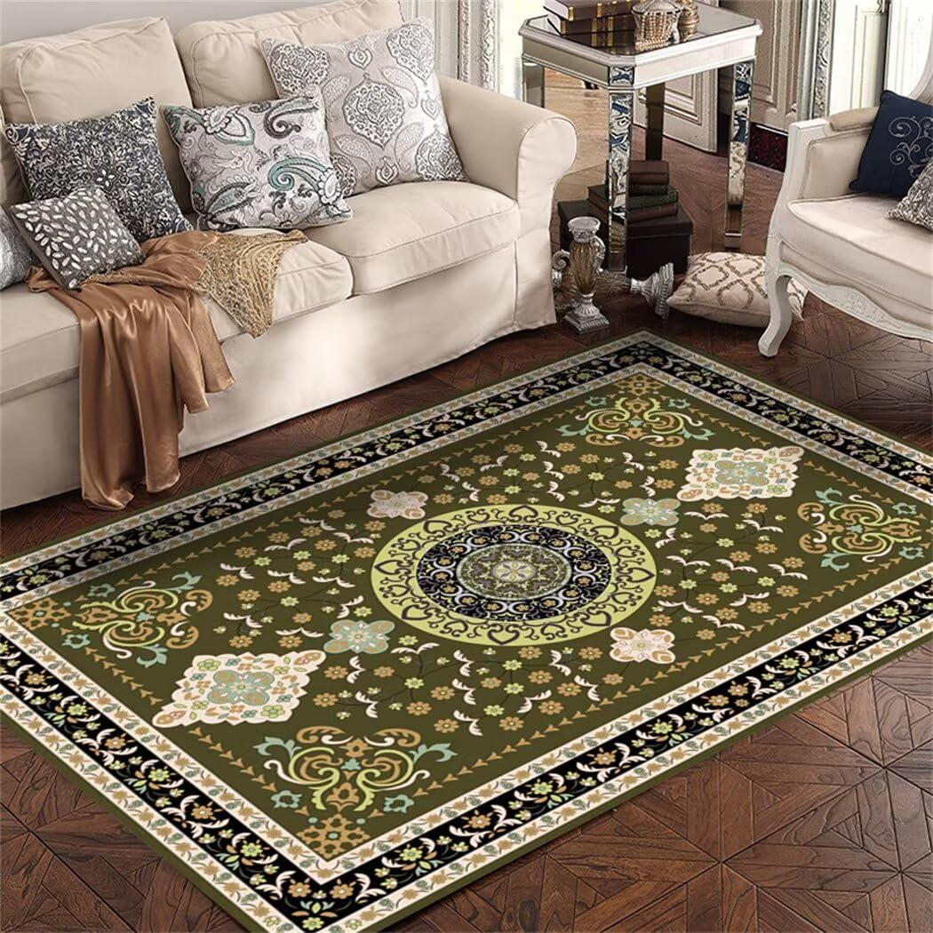 Tapis de salon imprimé classique vert 70x140 cm de chambre