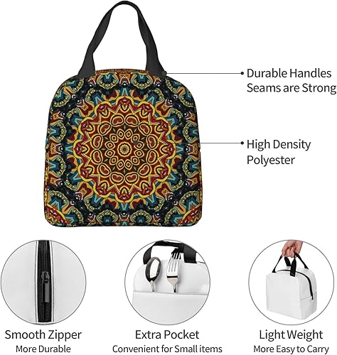 Miniatura 3 de Morrocan Vitrage Adorno floral reutilizable bolsa de almuerzo aislada para mujeres y hombres impermeable lonchera térmica para el trabajo oficina