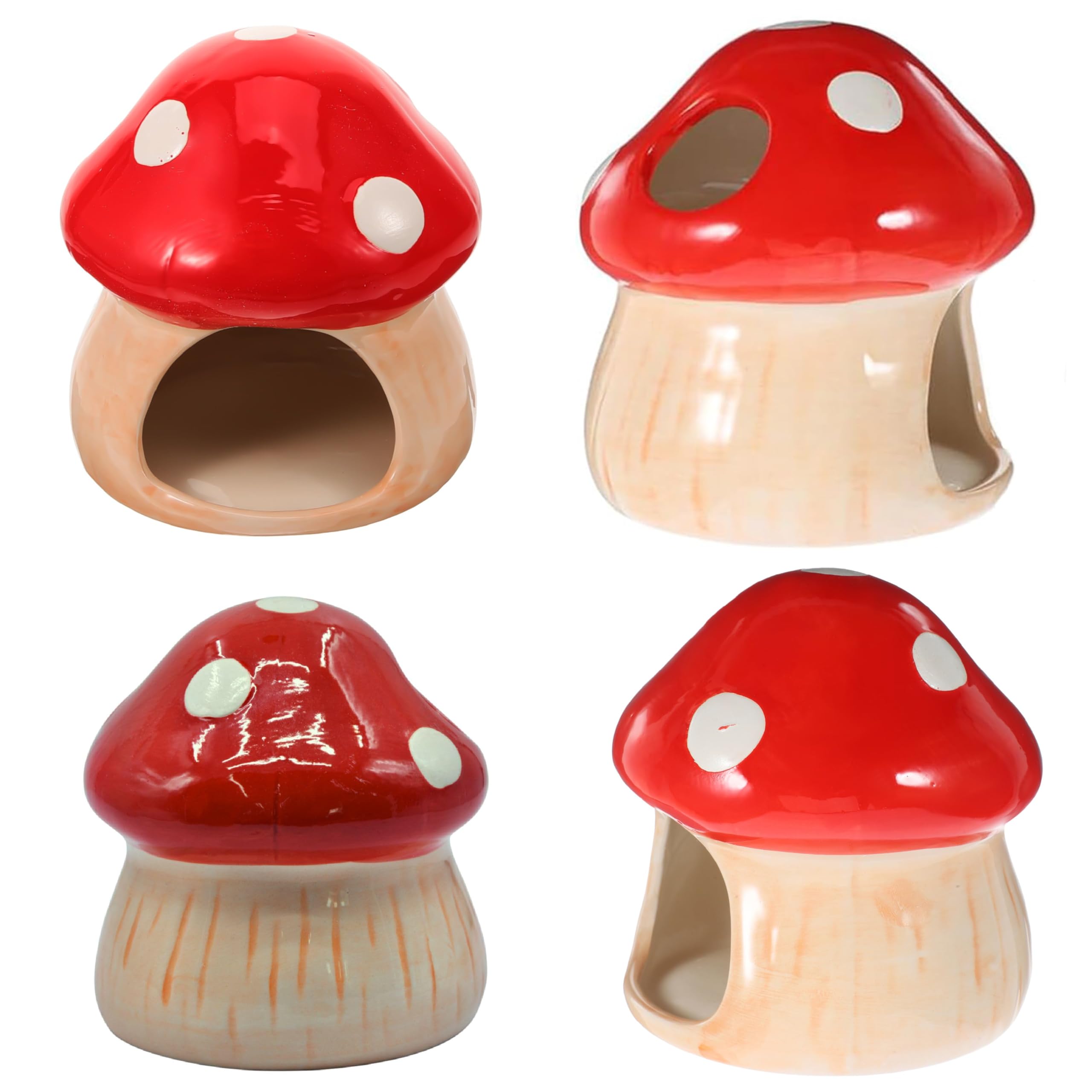 Maison en céramique pour hamster, hamster unique, cachette en céramique, en forme de champignon, pour gerbilles, souris, chinchillas (petite taille)