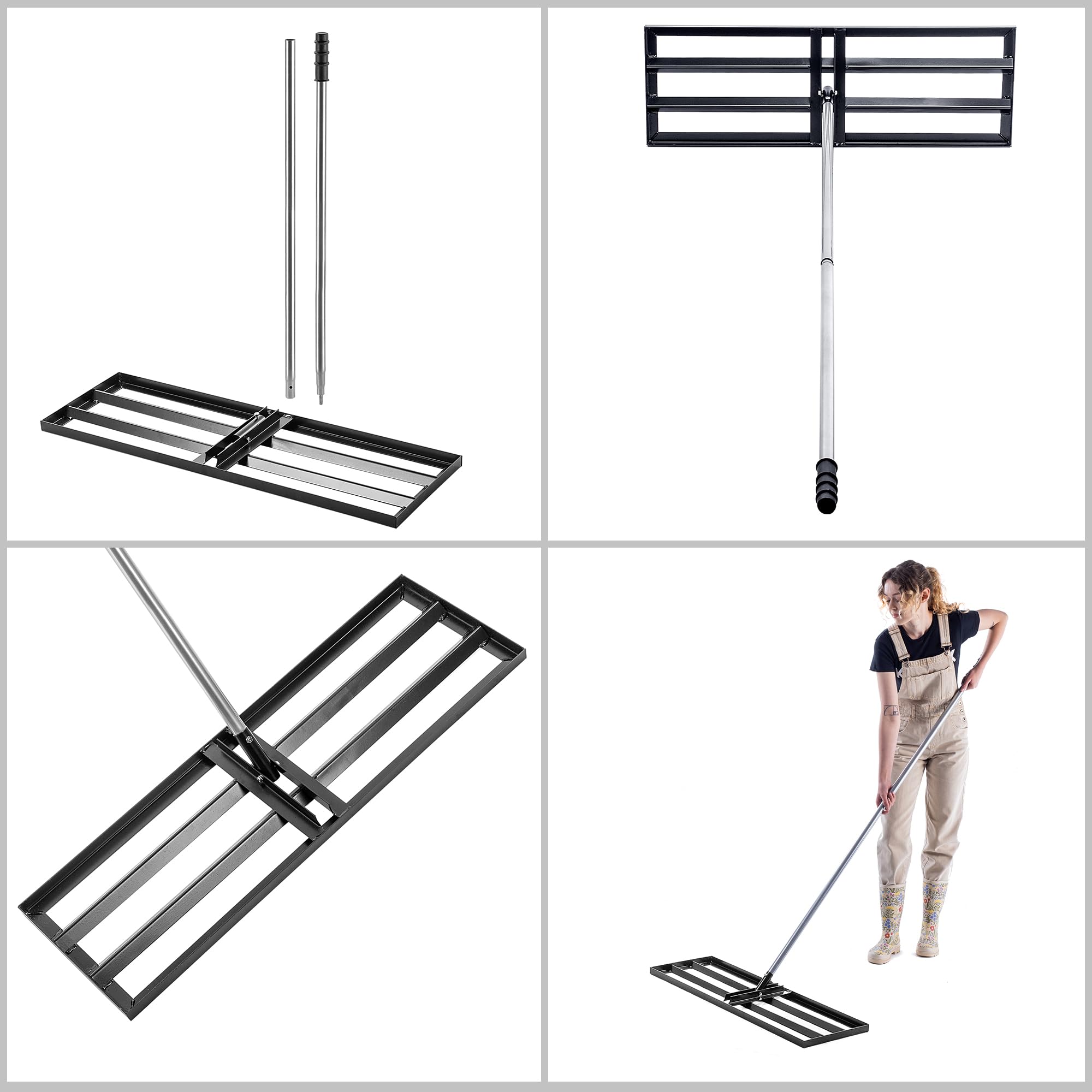 Gazon nivellering hark, Heavy Duty roestvrij staal gazon Leveler voor achtertuin Golf/gazon, verstelbare lengte, geweldig gazon nivelleren tool voor tuinen, binnenplaatsen, boerderijen, gazons, golfbanen, voetbalvelden
