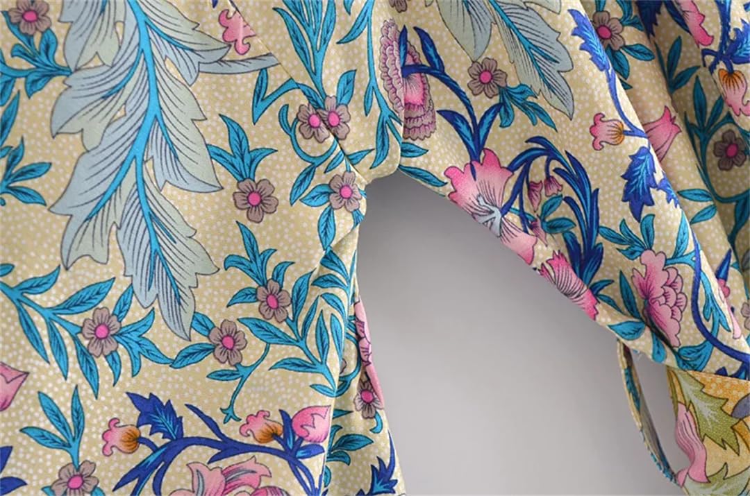 Disimlarl Kimono da spiaggia con stampa a pipistrello, da donna, con scollo a V, in cotone, corto, copricostume