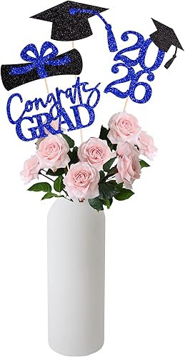 Miniatura 13 de Centros de mesa de graduación de clase 2026 para mesa, centros de mesa de fiesta 2026, suministros de fiesta, decoración de fiesta de graduación