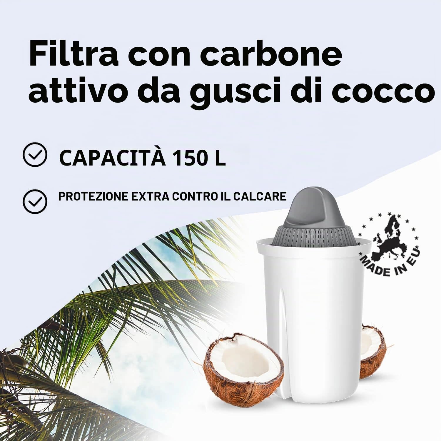 PearlCo - Filtro per acqua in vetro (antracite) con 1 cartuccia filtrante Protect+ classic - adatto per Brita Classic