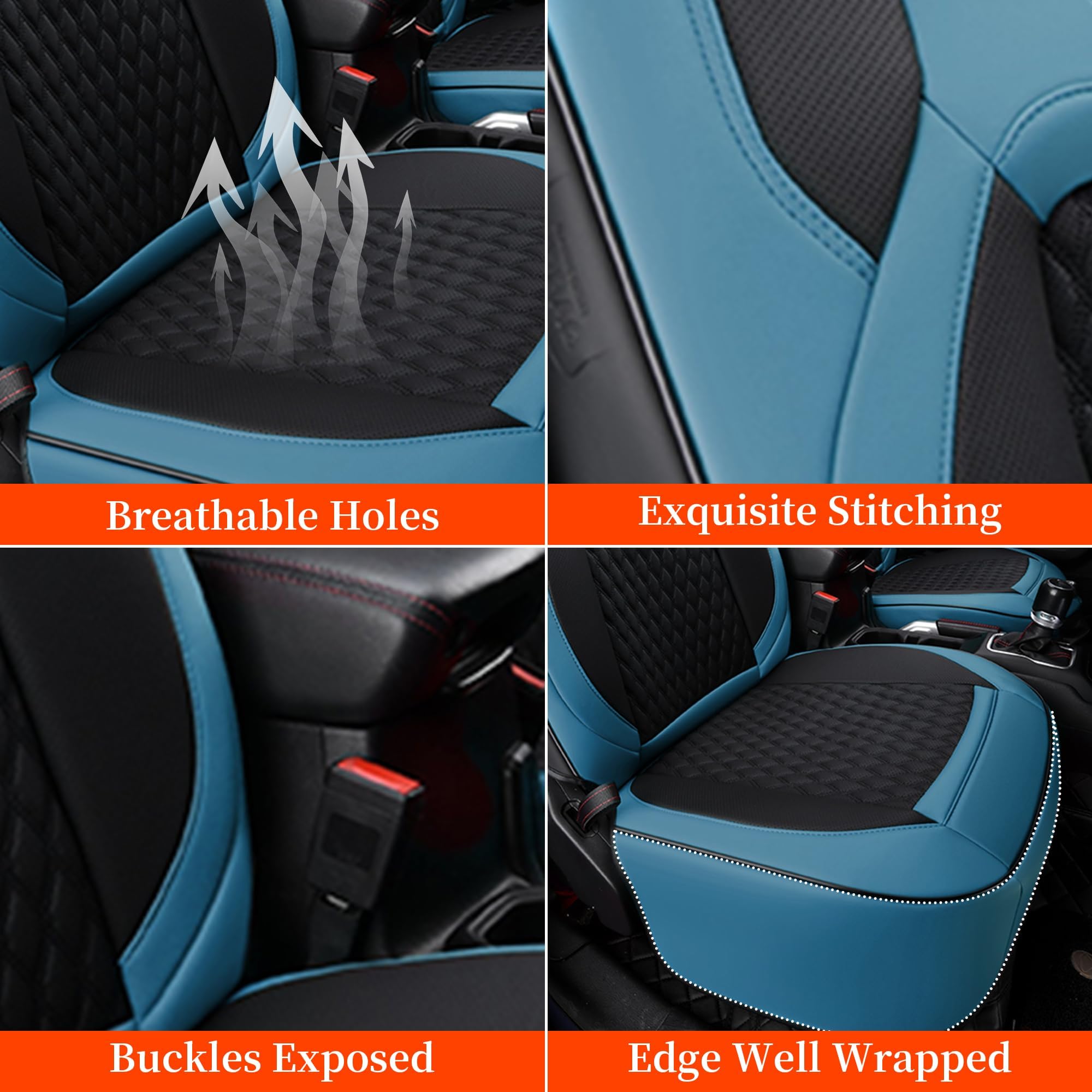 Coverado Wrangler JK Seat Covers 4 Door for Jeep Waterproof Leather Car Seat Cover for Jeep Wrangler Vehicle — view 5