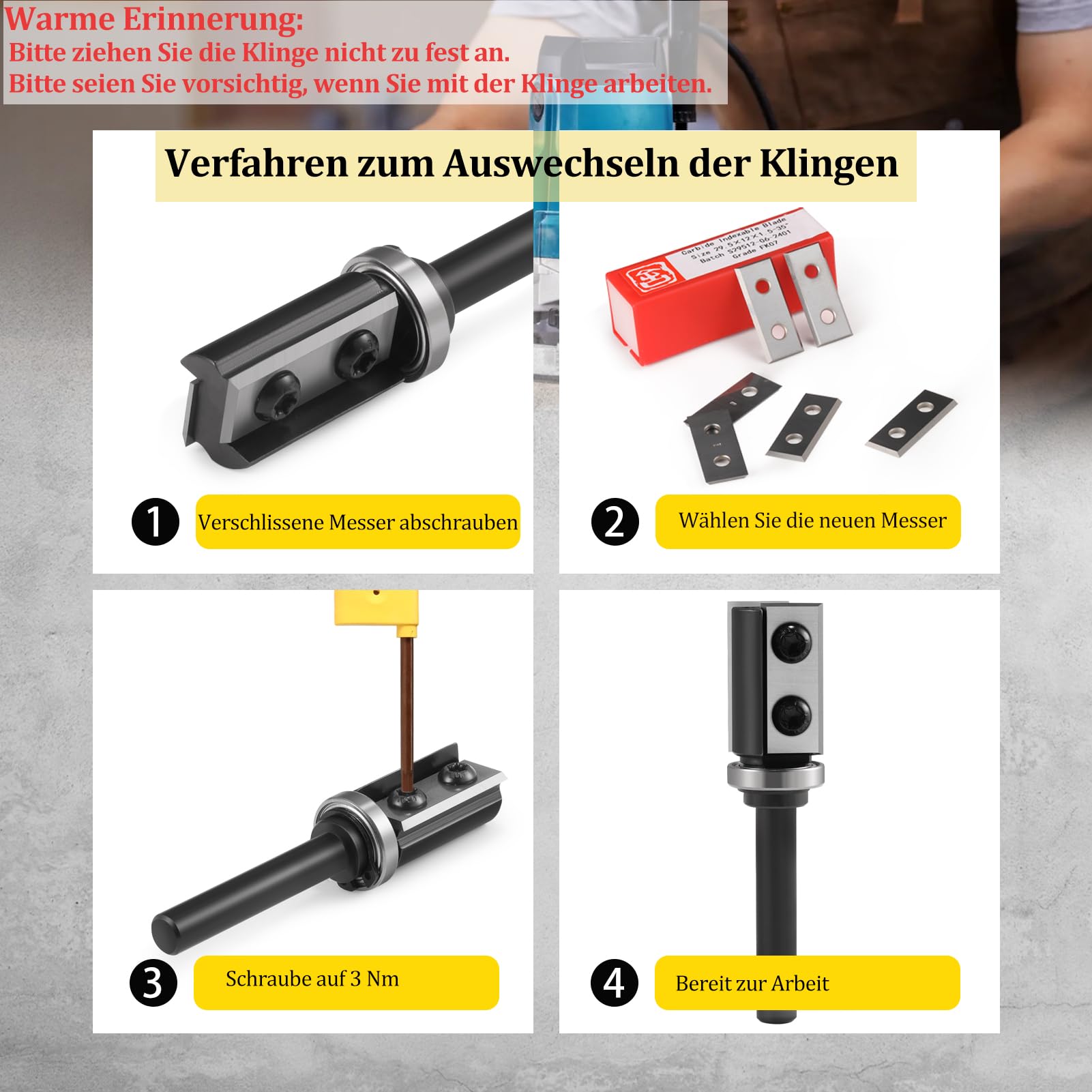 4 Schneidkanten Wendeschneidplatten Austauschbare Hartmetall-Wendemesser 1.5mm Dicke, 10 Stück Ersatzklingen12 X 29.5X 1.5mm, für Wendeplatten Bündigfräser (als Ersatz)