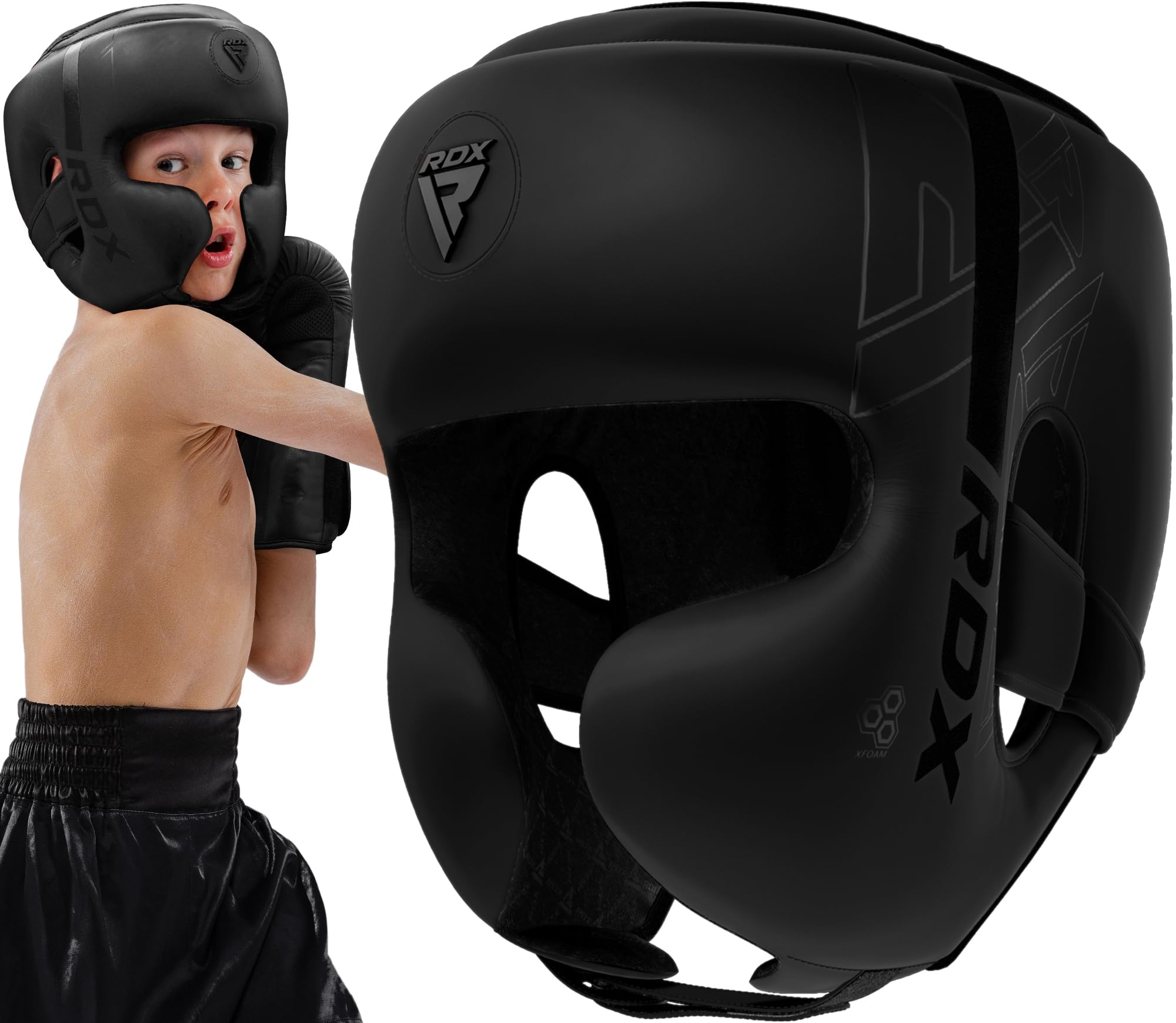 RDX Kids Boxing Headgear, MMA Training, Adjustable Padded Kara Muay Thai Juniors Head Gear, Kickboxing, Sparring, Martial Arts, Karate, Taekwondo