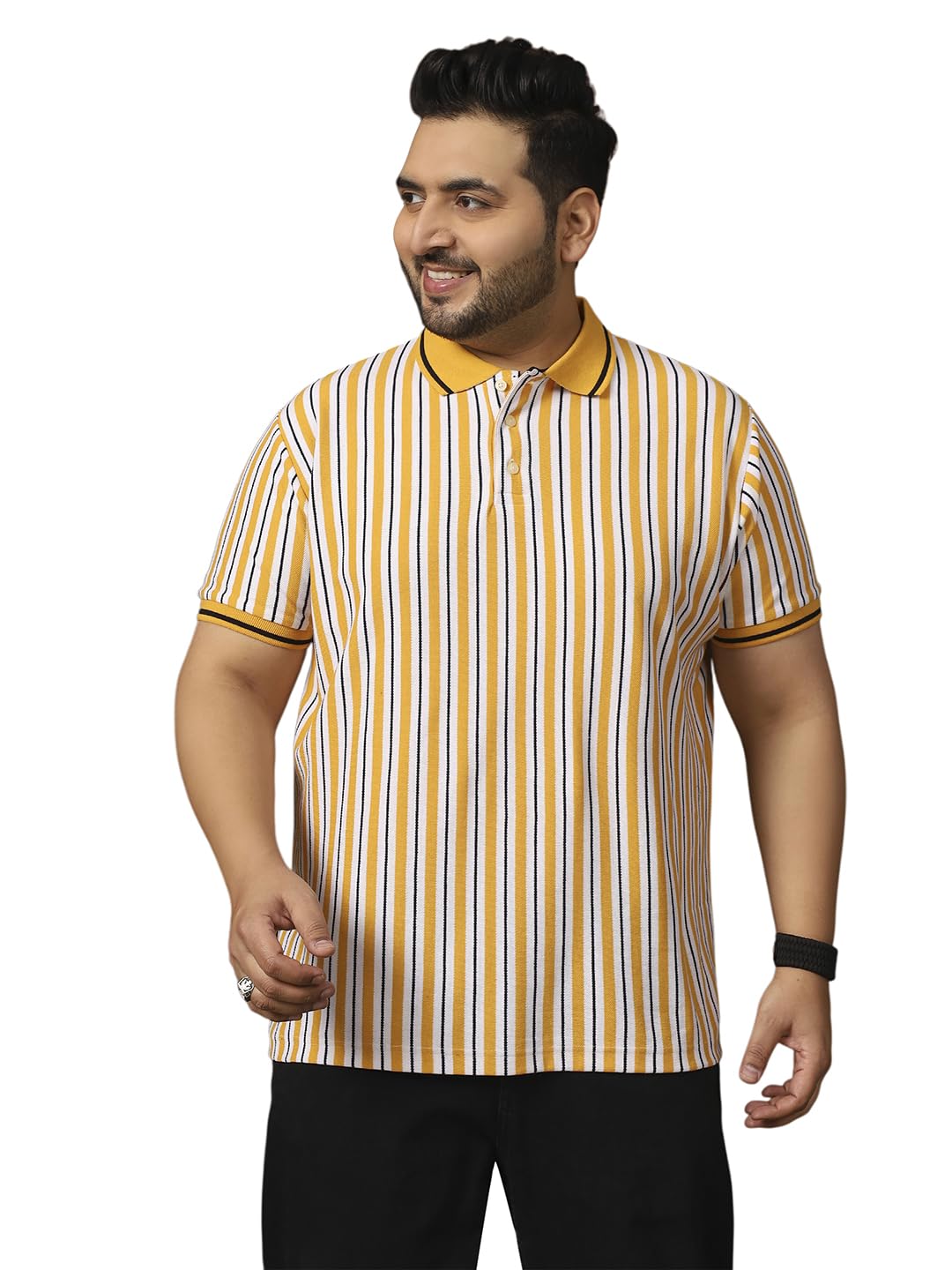 Men's Plus Size Striped Multi Half Sleeve Polo Tshirt-image-24