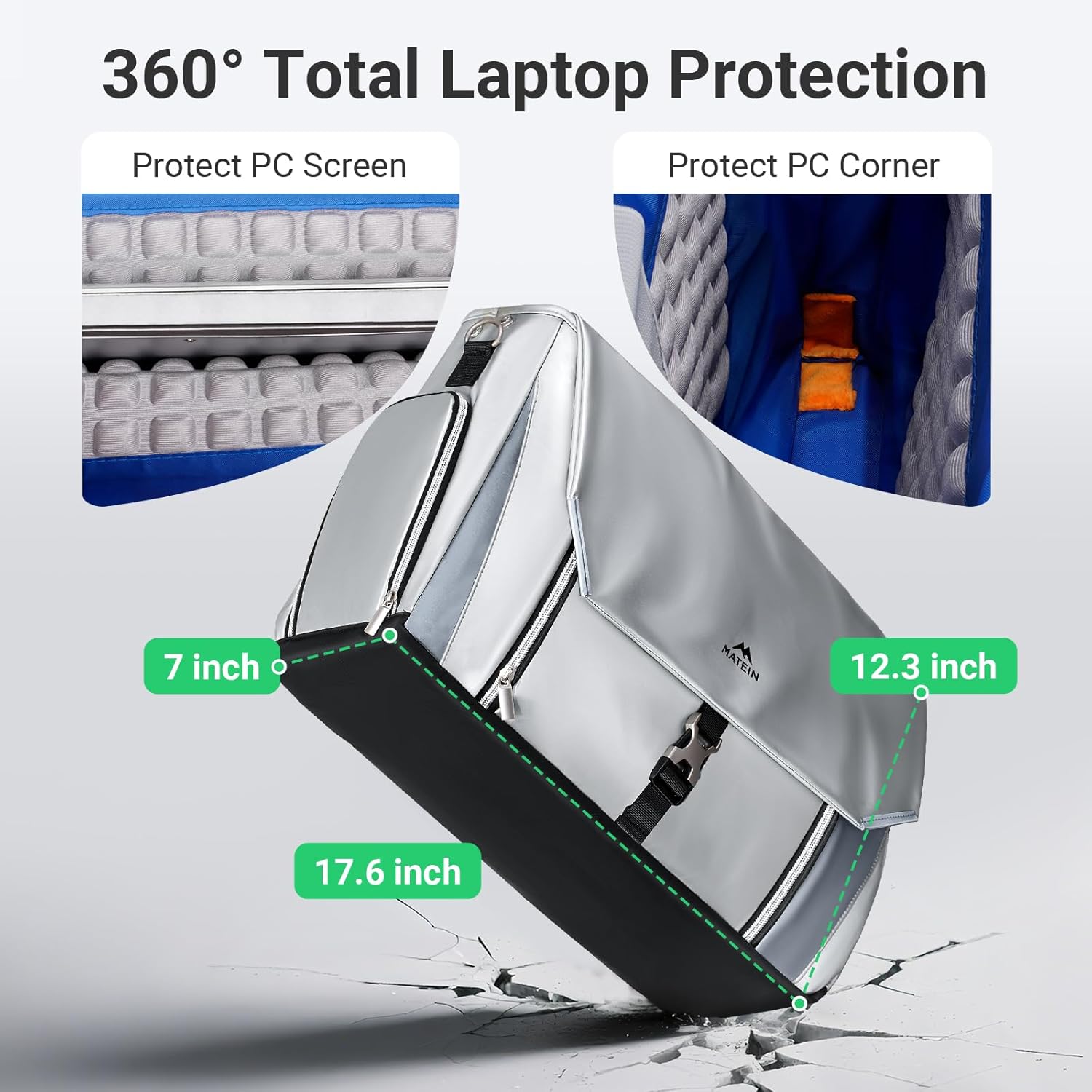 MATEIN Messenger Bag with Lunch Compartment, Large 17 inch Gaming Laptop Bag Crossbody Satchel with USB Port & Cooler, Waterproof Computer Briefcase Shoulder for College Commuting Work - Image 5