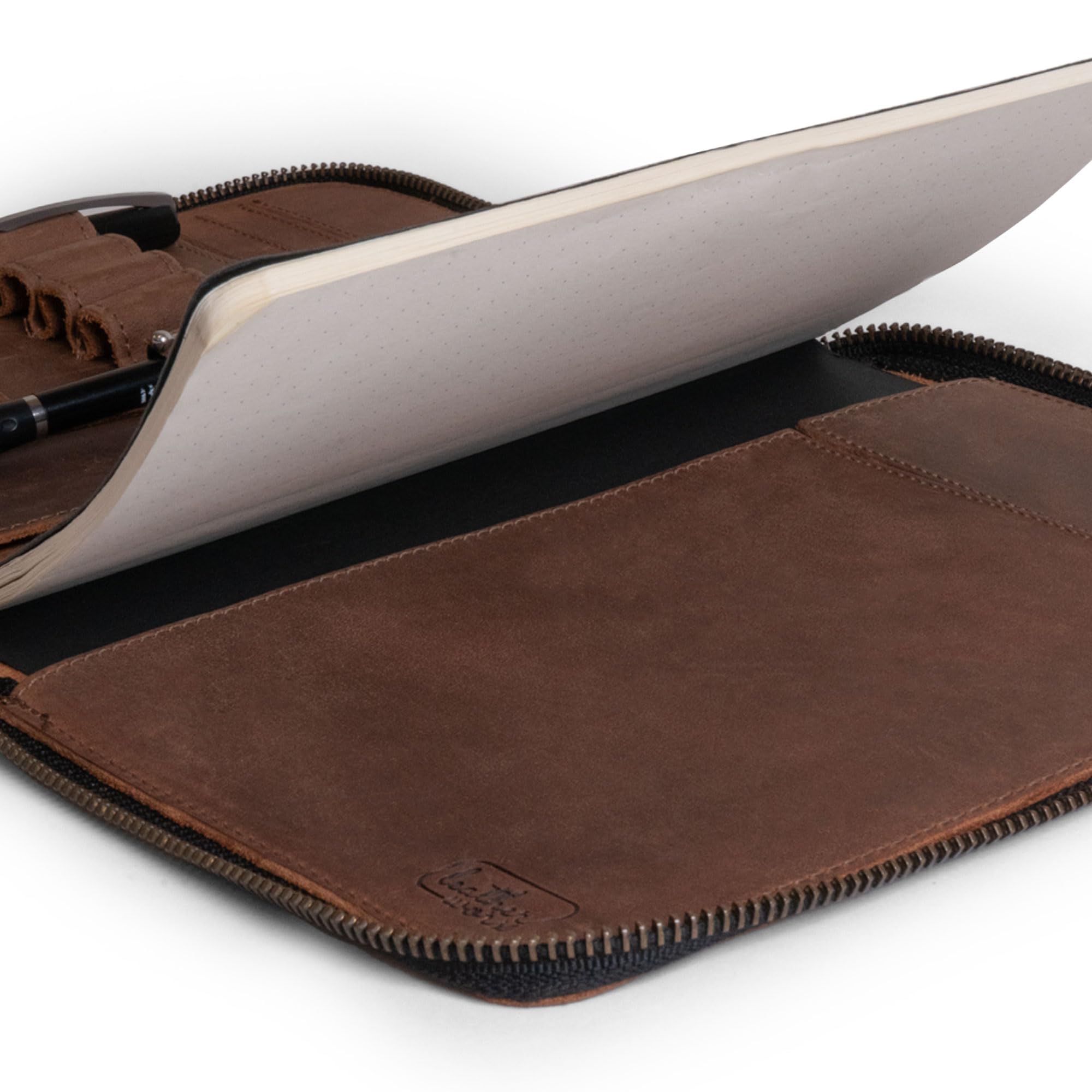 Rustykalny notatnik A5 (14,6 x 21 cm) segregator do portfolio wykonany ręcznie z licowej skóry, Padfolio dla biznesu i szkoły, osobisty planer dla mężczyzn i kobiet, brązowy burbon