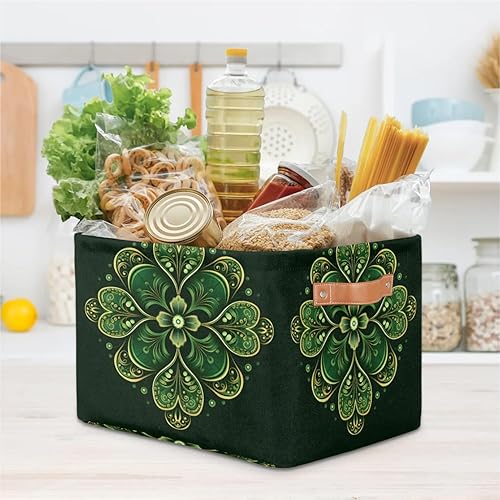 Vista 217 de Cestas de almacenamiento con asas, cubo de almacenamiento rectangular de tela rectangular plegable de juguetes para armario, estantes, lavandería, C