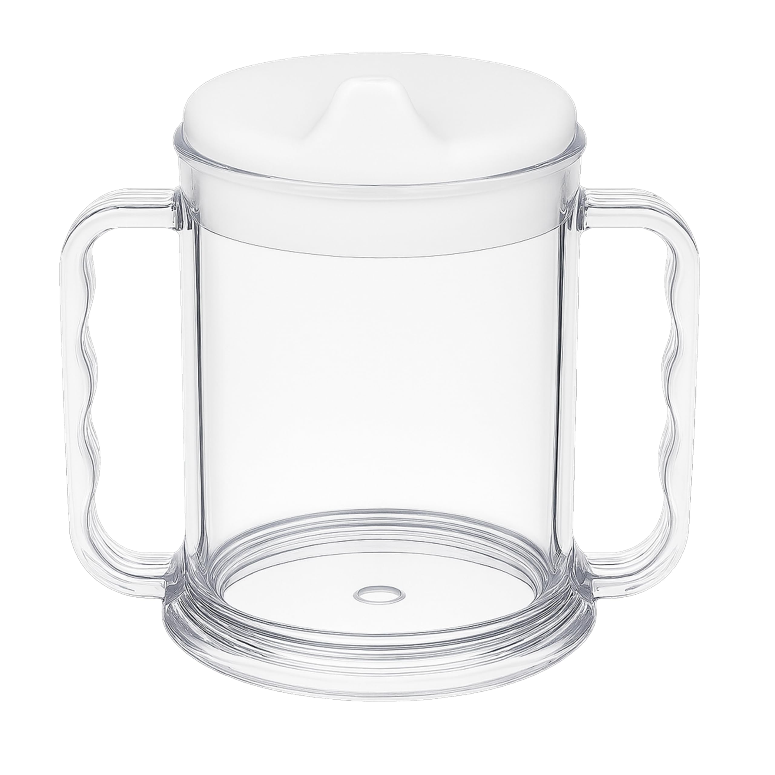 Homecraft Wide Base Mug with Solid White Lid, Two Handled Mug, Prevents Tipping, Secure Grip for Limited Hand Function and Grasp, Wide Base for Stability, 285 ml (Eligible for VAT relief in the UK)