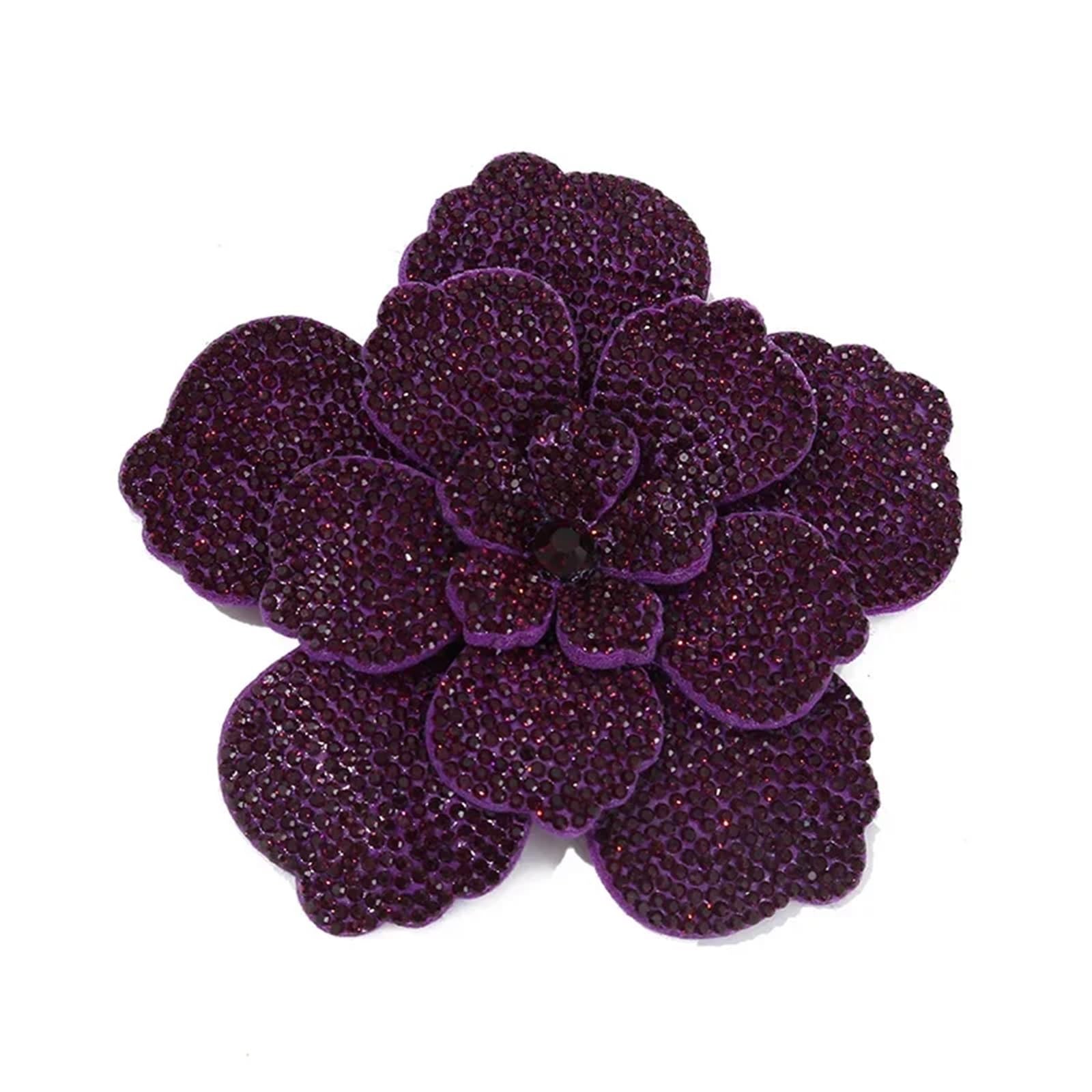 Wtaxbh Women's Color 8 Iron On Patches 11Cm Rhinestone Camellia Rose Applique - Fabric Flower For Fashion Accessories(Color 8)